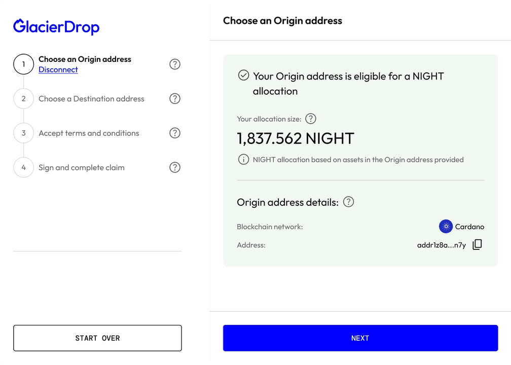 Glacier Drop Claim NIGHT screen